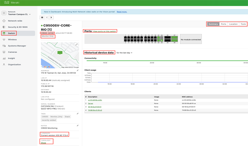 Cisco Meraki Cloud Dashboard